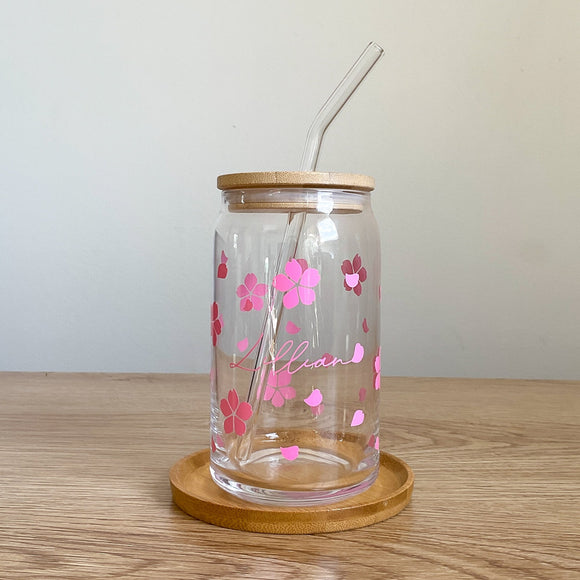 Personalised Cherry Blossom Can Glass